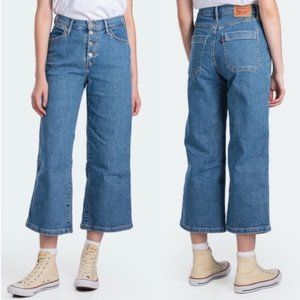 Levi's Mile High Cropped Wide Leg Jeans - 25 - Stone Washed Blue